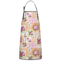 Pioneer Flower Floral Print Pattern Apron-Garden Aprons for Women with Pockets-Cotton Linen Waterproof Kitchen Cooking Gardening Aprons Adjustable for Kitchen,Cooking,BBQ and Salon 33x27 Inch