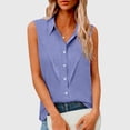 thumbnail image 2 of Posijego Women's Linen Shirts Sleeveless Button down Shirts Summer Beach Casual Vacation Shirt Collared Tops, 2 of 7