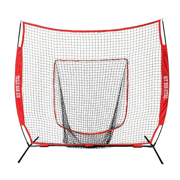 Hit Run Steal Heavy Duty Softball and Baseball Net with Carrying Bag, Red