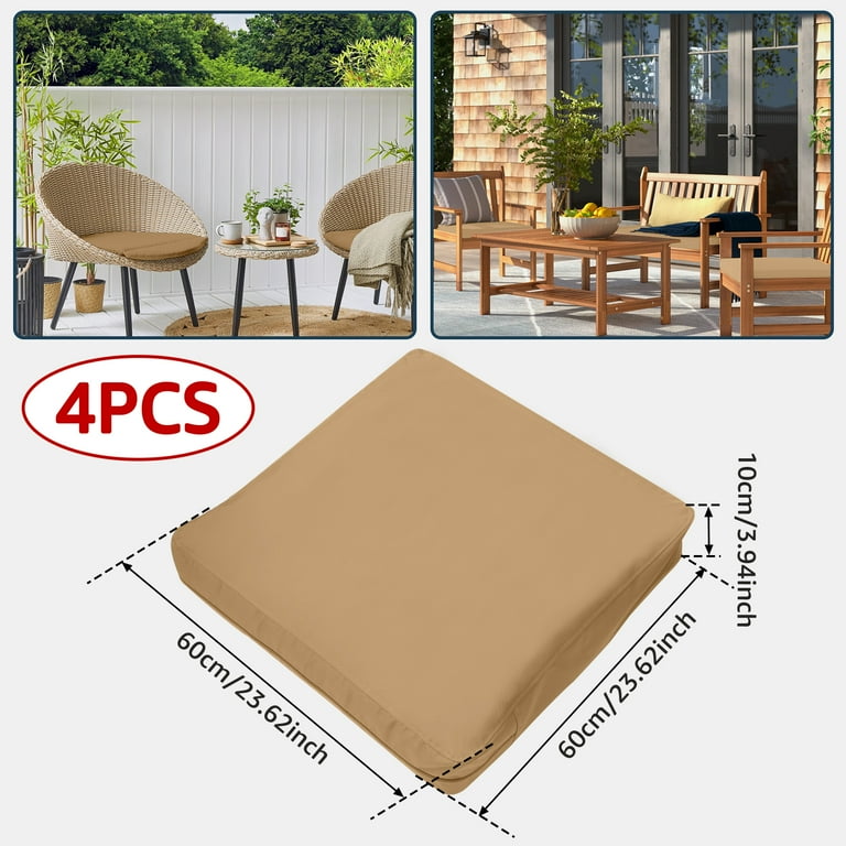4Pcs Patio Seat Cushion Covers Waterproof Patio Chair Cushion