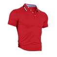 thumbnail image 4 of Homeyce Mens Polo Shirts Collared Short Sleeve Polo Shirts Button Down Fashionable Business Athletic Casual Shirt Solid Color Pullover Shirts,Red XL, 4 of 5