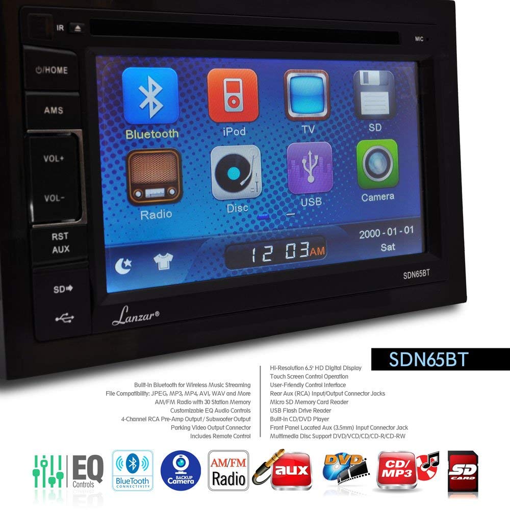 PYLE SDN65BT - 6.5'' Video Headunit Receiver, Bluetooth Wireless Streaming, CD/DVD Player, Double DIN - image 5 of 7