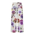 thumbnail image 5 of Jxximdong Pants for Women Women's Botanical Floral Print Loose Pocket Patchwork Casual Cotton And Linen Pants White XXXL Trousers, 5 of 5