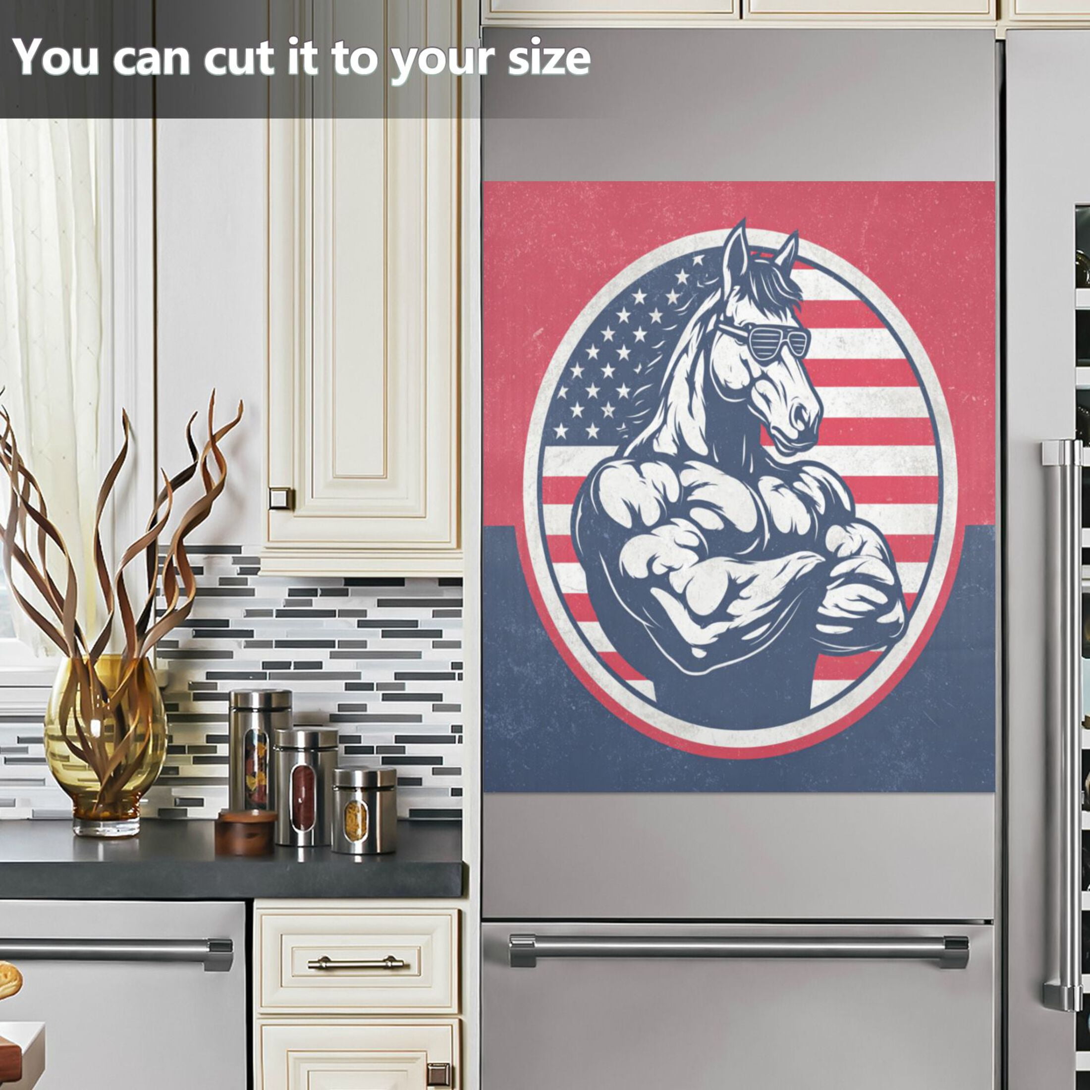 Dishwasher Magnetic Refrigerator Magnet Cover Sticker Home Decorative 23"x26" Muscular Horse