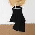 thumbnail image 6 of SGFCWSX Girls Swimdress and Bottom, Kids 2 Piece Contrast Straps and Side Cutout Bow Skirted Bathing Suit for Beach Vacation Black Size 9 Years, 6 of 8