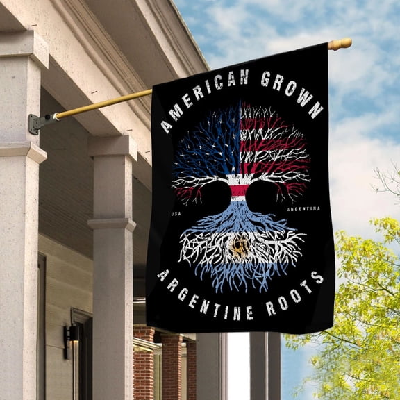 American Grown Argentine Roots Argentina Flag Souvenir friendship Proud House Flag, Double-Sided Decorative Outdoor Flag, Patriotic Polyester Yard Flag 29.5 x 39.5 in