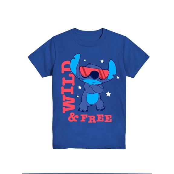 Lilo & Stitch Boys' Graphic Tee with Short Sleeves, Wild Sunglasses, Sizes 4-18