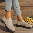 thumbnail image 5 of Women's Knit Rhinestone Platform Sneakers Breathable Mesh Round Toe Slip On Lug Sole Loafers Lightweight Walking Sport Casual Shoes, 5 of 6