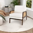 thumbnail image 2 of Harmijoy Mid Century Modern Accent Chair Living Room Armchair w/ Rattan Arms Wooden Frame, 2 of 8