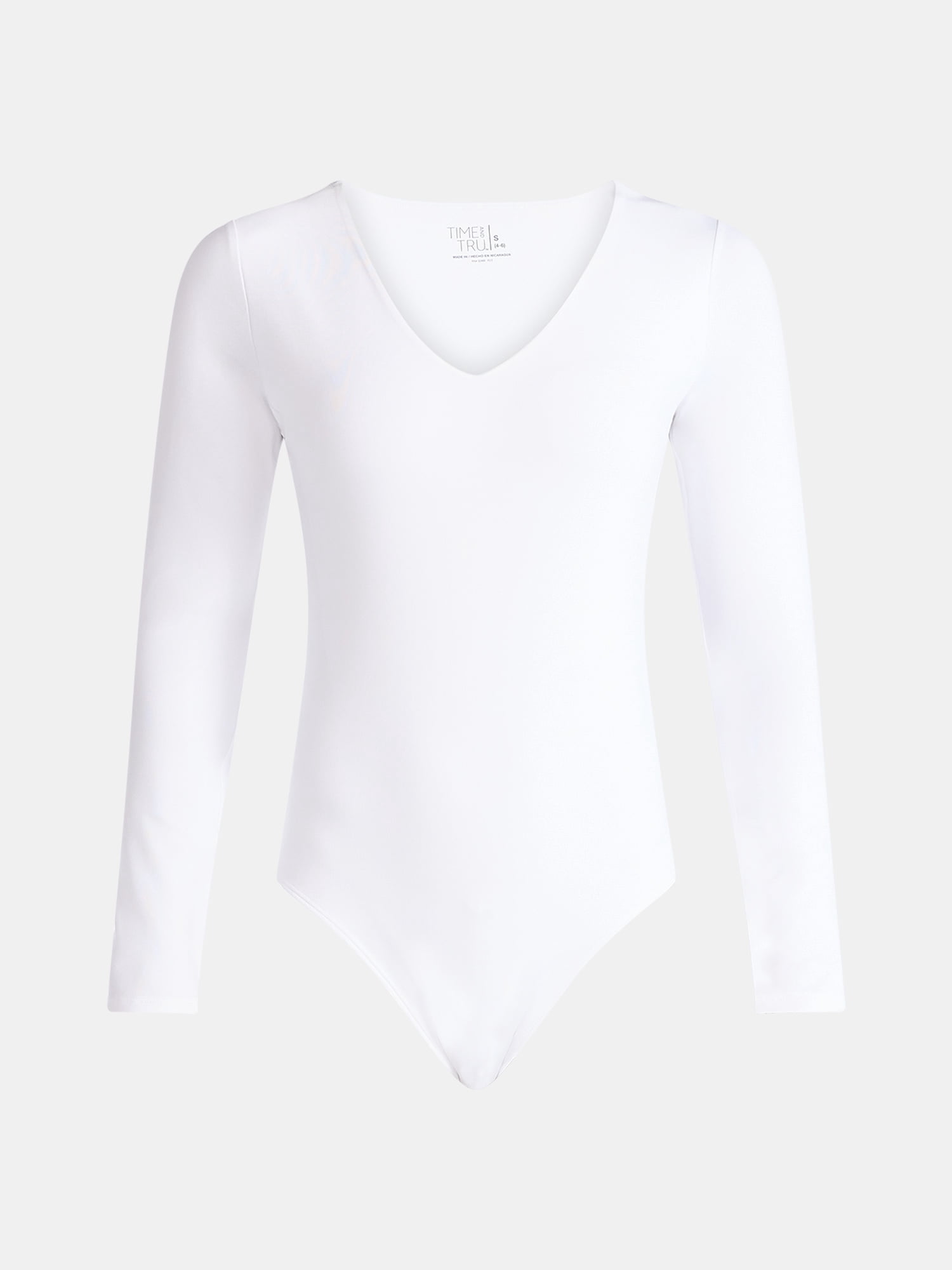Time and Tru Women's Smoothing Bodysuit with Long Sleeves, Sizes XS-XXXL