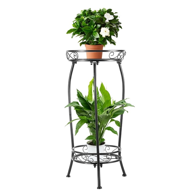 Soporte para plantas LOYAL TIGER de 2 niveles, 69 cm, metal resistente al óxido
