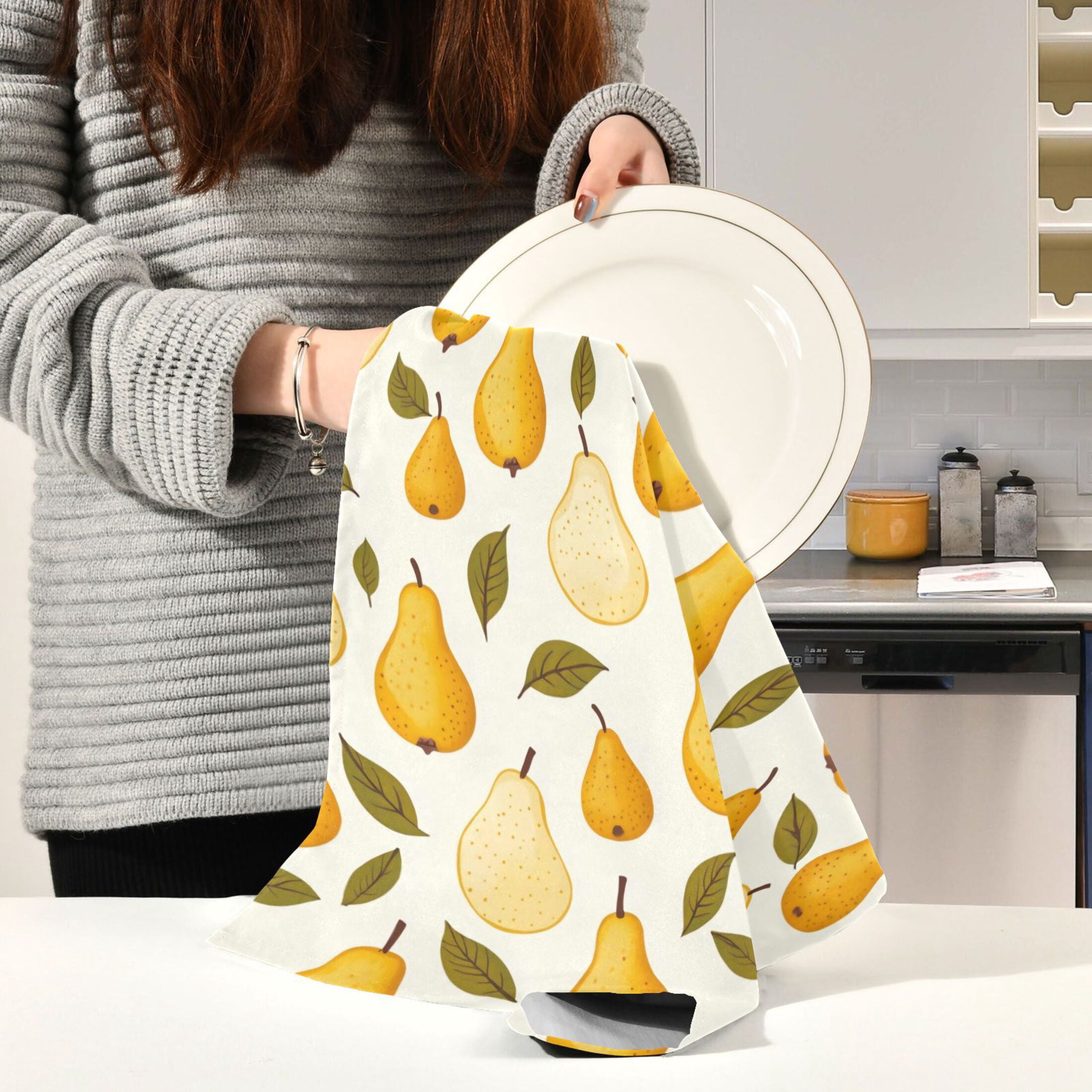 Kitchen Towel 28x18 Inches x6，Plate Towel, Decorative Towel, Napkin, Tea Towel Tea Towels For Kitchen Dish Cloths & Dish Towels Yellow Pear