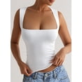 thumbnail image 4 of Women'S Square Neck Sleeveless Crop Tops 2025 Cute Double Layer Seamless Slim Fit Y2k Tank Tops White L, 4 of 6