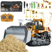 Lictin Remote Control Construction Toys for Kids, RC Tractor Track Bulldozer Vehicles Toys with Metal Shovel, Lights and Sound, Gift for boys Aged 3 4 5 6 7 8 Year Old