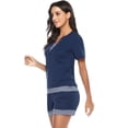 thumbnail image 3 of Purcoar Women's Cotton Pajamas Set Short Sleeve Casual Sleepwear, 3 of 8