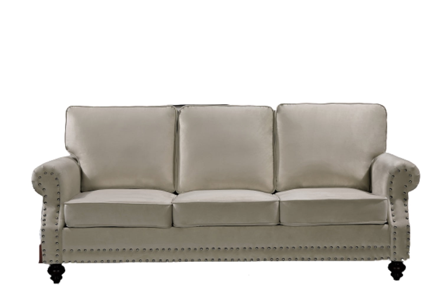 Uspridefurniture Feingold 85'' Velvet Rolled Arm Sofa - Beige