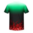 Men's Flame Print Gradient Summer TShirts Casual Crewneck Short Sleeve