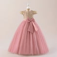 thumbnail image 2 of Girls Elegant Princess Tulle Dress with Sequin Bodice Big Bow Short Sleeve Formal Gown for Party Wedding Birthday, 2 of 5