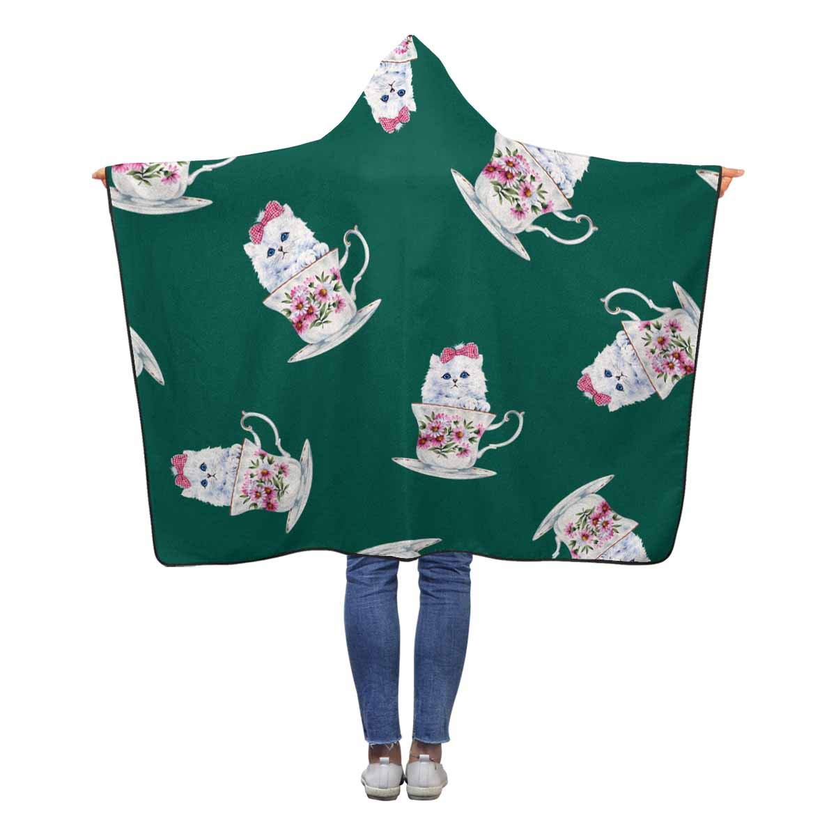 HATIART Pretty Cat Wearable Hooded Blanket 50x60 inches Kids Girls Boys