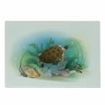 thumbnail image 1 of Ocean Cutting Board, Sea Turtle Swims in the Ocean Tropical Underwater World Aquarium Illustration Print, Decorative Tempered Glass Cutting and Serving Board, Small Size, Green Brown, by Ambesonne, 1 of 1