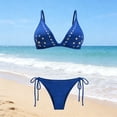 thumbnail image 5 of Roncen Women's Bikini Set Two Piece Swimsuit Modest Bathing Suit Petal Hollow V Neck Top String Mid Rise Bottom, 5 of 5