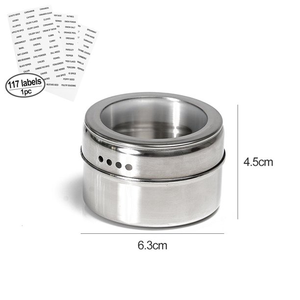 12/6/3/1Pc Caja de tarro de especias magnético de acero inoxidable Botella de almacenamiento de condimentos Contenedor de condimentos Aparatos de cocina para cocinar en barbacoa