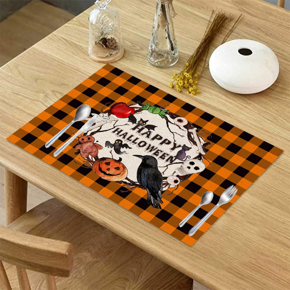 Halloween Placemats, Halloween Table Place Mats Set, Seasonal Kitchen