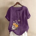 thumbnail image 2 of Camiseta suelta informal de verano con cuello redondo y manga corta con estampado de flores para mujer OAVQHLG3B Store  lin121212, 2 of 4