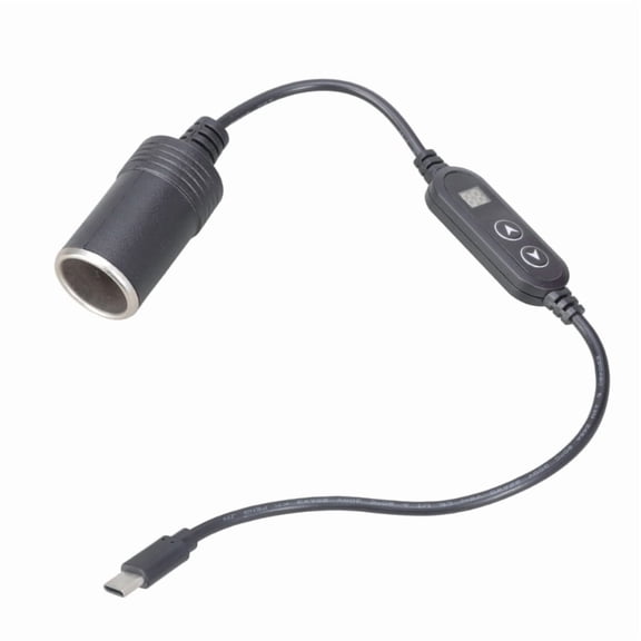 USB C To 5V9V12V15V24V Car Cigarette Lighter Socket Female Converter Adapter With Adjustable Voltage Digital Display For Dash Cam Radar Detector