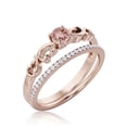 thumbnail image 3 of Art Nouvea Twisted 1.00 Carat Round Cut Morganite And Diamond Moissanite Engagement Ring, Antique Design Wedding Ring in 925 Sterling Silver With 18k Rose Gold Plating, Bridal Set, Matching Band, 3 of 3