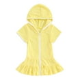 thumbnail image 2 of Girls Swim Cover Up Size 7-16 Girls' Hooded Terry Swim Cover-Up Robe, Zip-Up Beach Bathrobe Girls Swim Dress Girls Swimsuits, 2 of 3