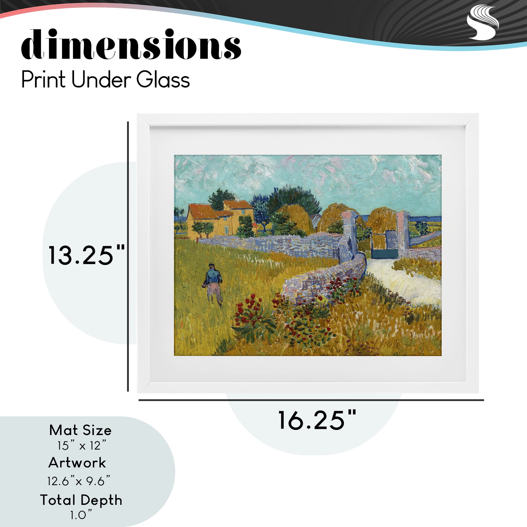 Stupell Industries Farmhouse In Provence White Framed Print Under Glass, design by Vincent Van Gogh