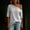 Gray, variant on Womens One Off Shoulder Striped T Shirts- Summer Short Sleeve Casual Trendy Stretchy Loose Fit Asymmetric Tops Red Size M