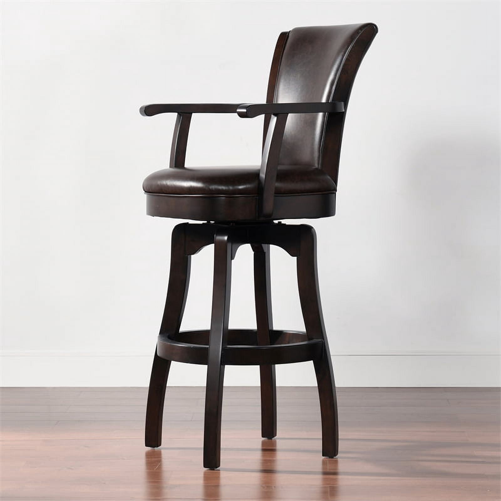 Williams 31" Swivel Bar Stool with Armrests Vintage Brown Faux Leather