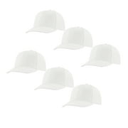Baseball Cap, 6 Pack, Adjustable Strap, Classic Acrylic Hats, Outdoors Plain Colors (White)