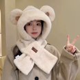 thumbnail image 2 of XIMIN Cute Cartoon Bear Ears Hat for Kid Girls Ear Protection Furry Faux Fur Beanie Hat kiing Climbing Hat Winter Fashion Warm Outdoor Ear Flaps Ski Hat, 2 of 4