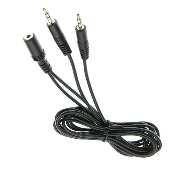3.5mm Female to Dual 3.5mm Male Y Splitter Cord Stereo Audio Adapter Cable Wire for Headphones and Speakers Black