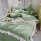 thumbnail image 1 of Juego de cama estilo princesa Ins para mujer, linda niña, color sólido, volantes, funda de edredón, sábana tamaño queen y king, falda de cama, fundas de almohada, 1 of 6