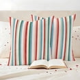 thumbnail image 2 of Pack of 2 Red Green Blue Striped Outdoor Pillow Covers Decorative, Waterproof Pillow Protector, Modern Farmhouse Stripes Throw Pillowcases Accent Cushion Cases for Patio Couch Sofa 24"x24", 2 of 8