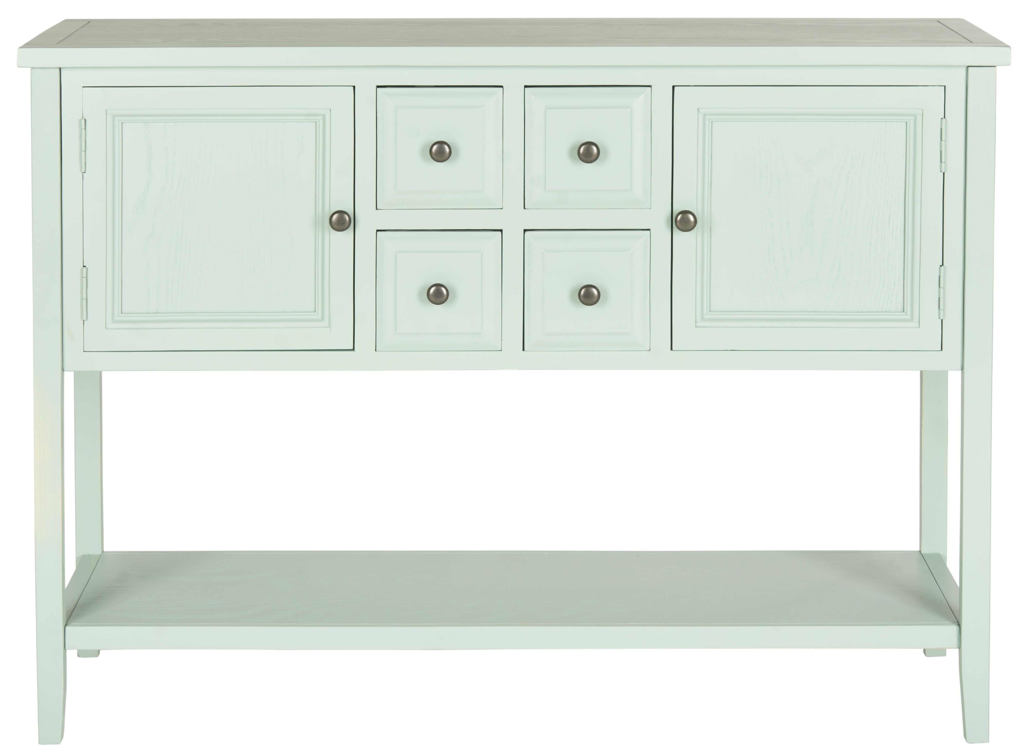 SAFAVIEH Charlotte Rustic Storage Sideboard w/ 2 Cabinets & 4 Drawers, Aqua Smoke