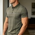 thumbnail image 6 of Men’s Short Sleeve Quick Dry Moisture Wicking Golf Polo Shirt with Pocket Bussiness Casual Striped Tee Tops for Middle-aged Size 3XL Green, 6 of 7