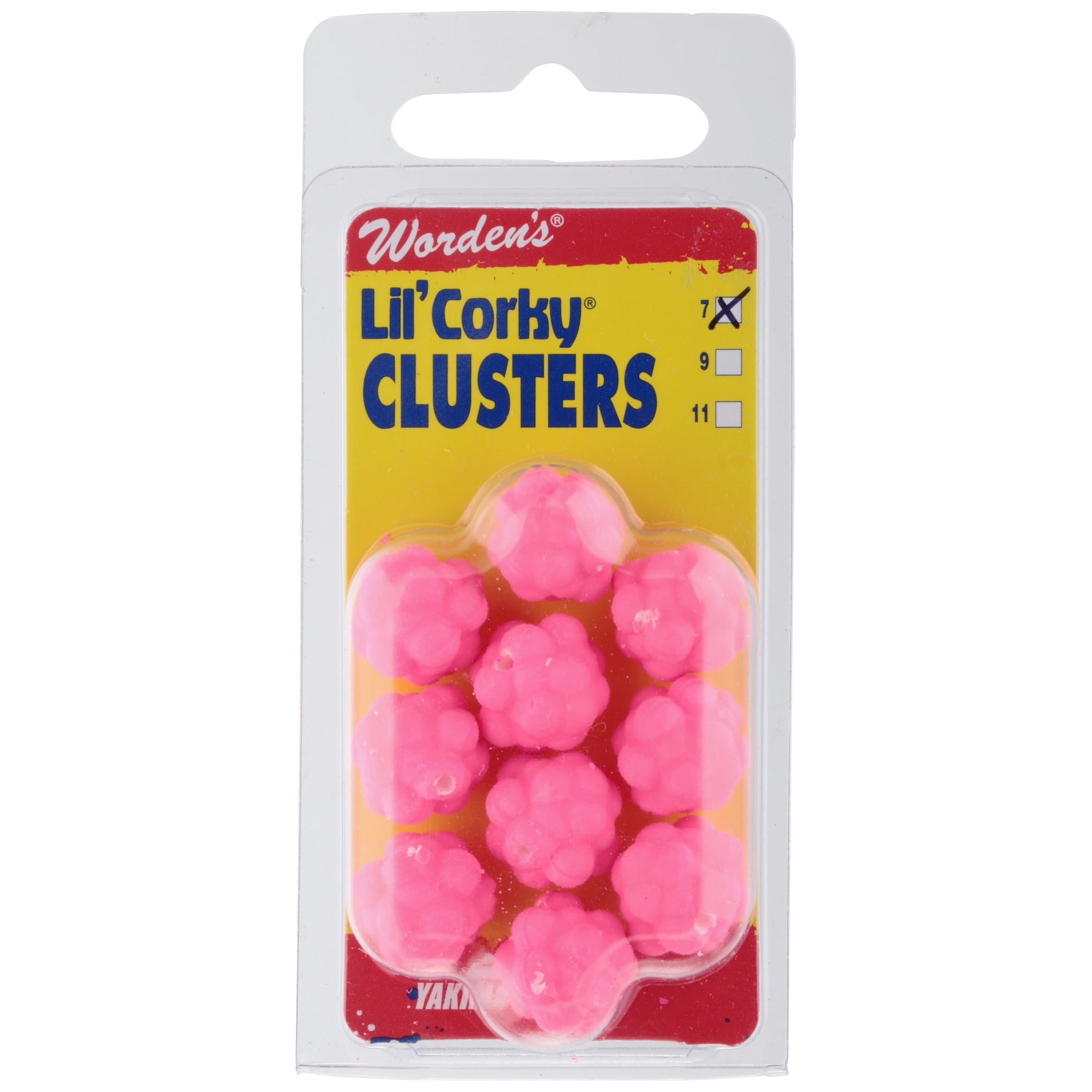 Worden's® Lil' Corky® Clusters Size 7 Pink Fluorescent Fishing Bait 10 ct. Carded Pack