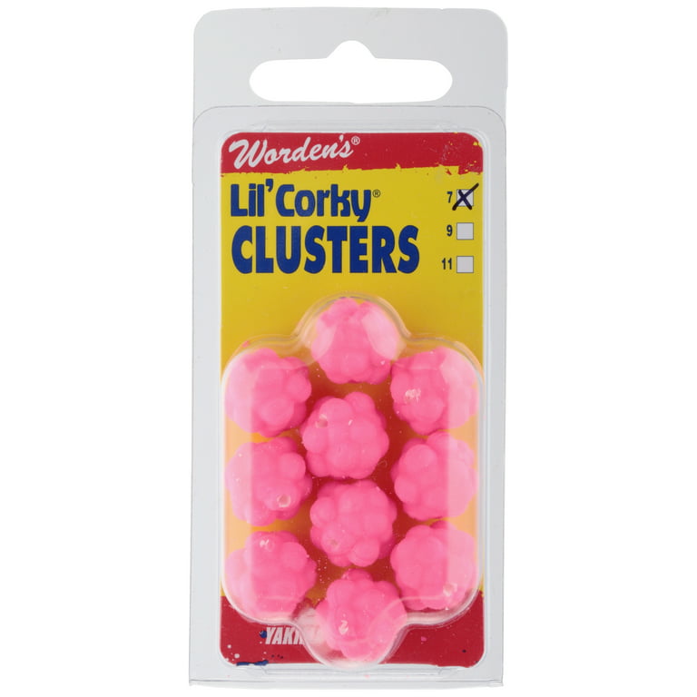 Worden's® Lil' Corky® Clusters Size 7 Pink Fluorescent Fishing Bait 10 ct.  Carded Pack 