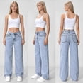 thumbnail image 4 of NICELF Baggy Jeans Woman Mid Waist Wide Leg Loose Fit Comfortable Vintage Denim Pants Stretch Boyfriend Jeans for Women Trendy Streetwear, Light Blue, 4 of 10