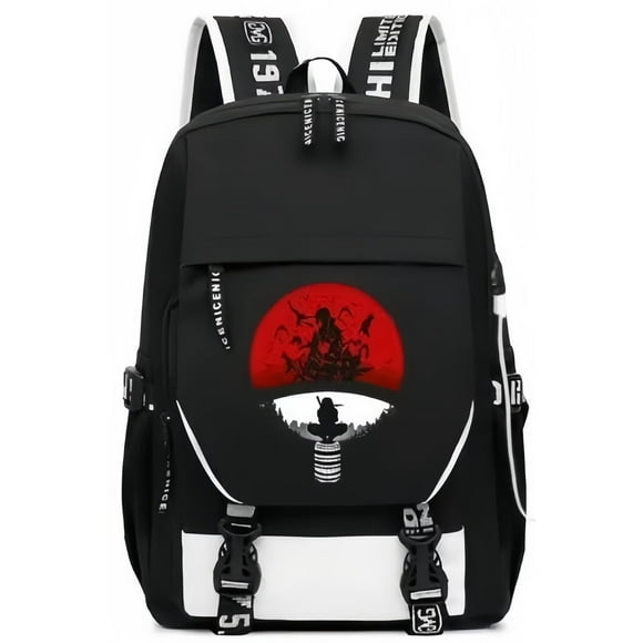 Mochila Huoying de piel sintética con estampado de cuervos de la familia Naruto Uchiha
