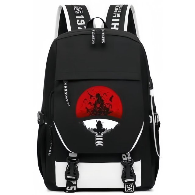 Mochila Huoying de piel sintética con estampado de cuervos de la familia Naruto Uchiha