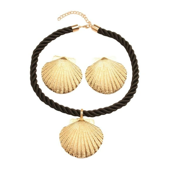 WINDLAND Shell Pendant Necklace and Earring Set High Gloss Handmade Versatile Jewelry Stylish Accessories for Weddings and Dates
