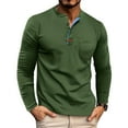 thumbnail image 2 of fatyb Mens Cotton Shirts Long Sleeve Button T Shirts with Pocket Crew Neck Breathable Casual Pullover, 2 of 6