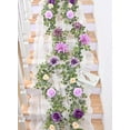 thumbnail image 3 of Waipfaru 2pcs Purple Flower Garland, 6ft Artificial Eucalyptus Garland with Purple Roses Flower, Fake Rose Floral Greenery Garland for Wedding Arch Table Wall Room Decor, 3 of 7