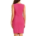 thumbnail image 3 of INSPIRE CHIC Women's Elegant Dress Boat Neck Sleeveless Ruched Office Sheath Dresses S Hot Pink, 3 of 6